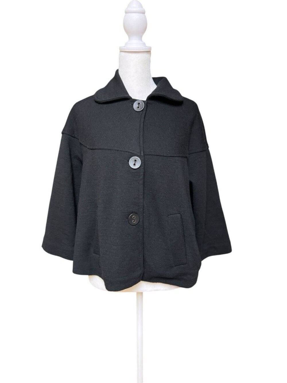 Zara Wool Blend Cropped Blazer Jacket Size M Tailored Short Coat
